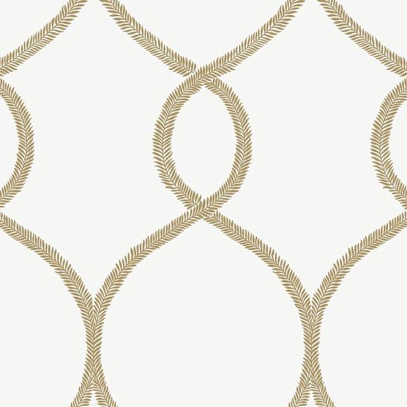 Обои York KT2234 Laurel Leaf Ogee Gold