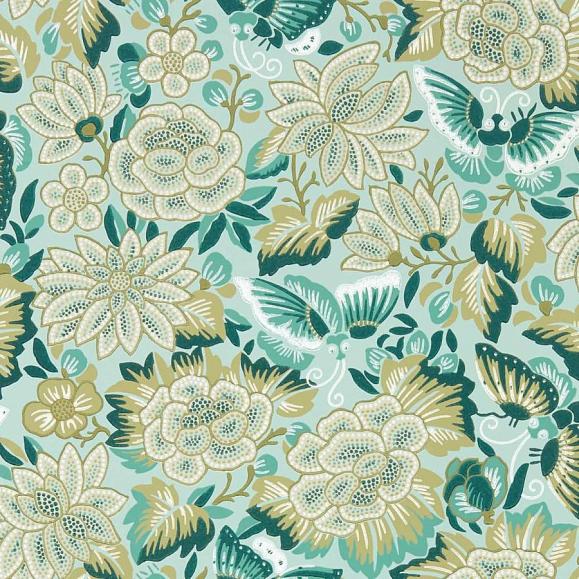 Обои Sanderson DWAW217118 Bamboo/ Fountain Green Amara Butterfly