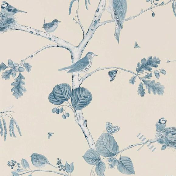 Обои Sanderson DWOW215705 Indigo/Ecru Woodland Chorus