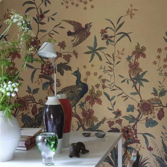 Панно John Derian PJD6013/01 Peacock Toile Scene 1 Sepia