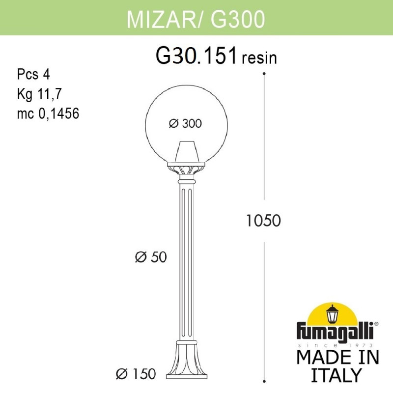 Садовый светильник Fumagalli G30.151.000.WYE27
