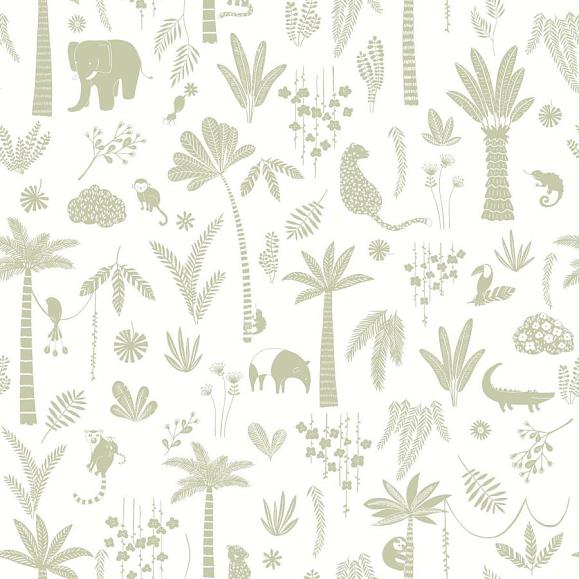Обои Casadeco 200767337 Poetic Jungle Vert feuille