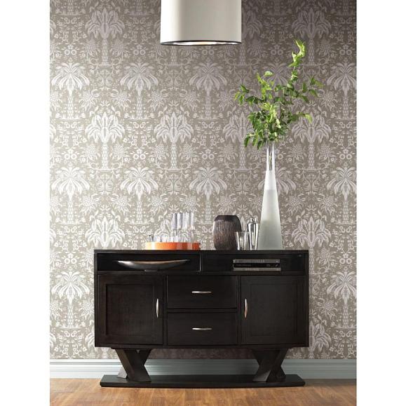 Обои York DM5013 Palmetto Palm Damask Beige