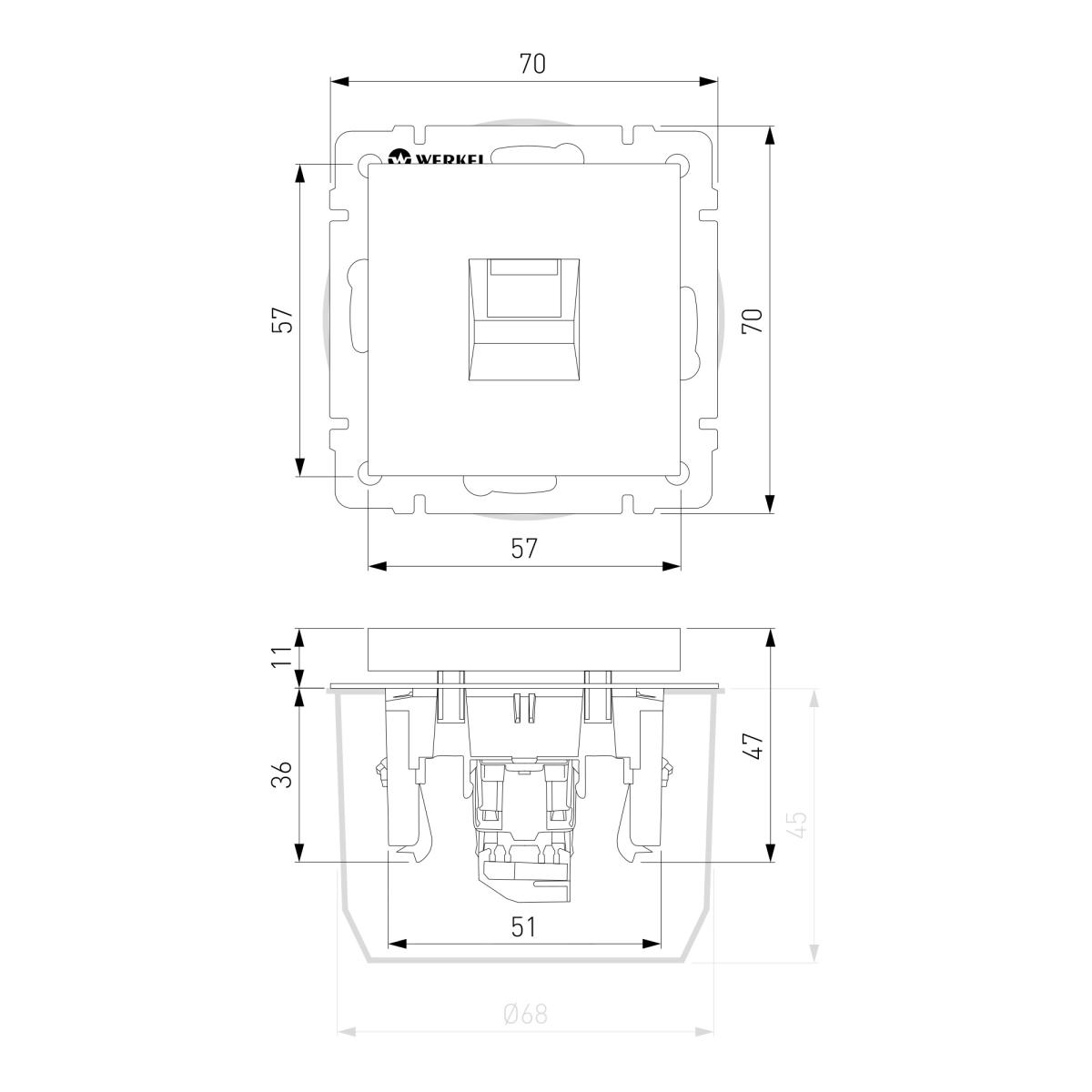 Розетка Werkel Ethernet RJ-45 шампань W1181011 4690389157479