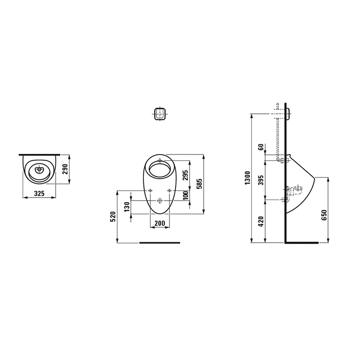 Laufen Alessi One Писуар 29х32.5х58.5см, без крышки, без сифона покрытие LCC, цвет: белый