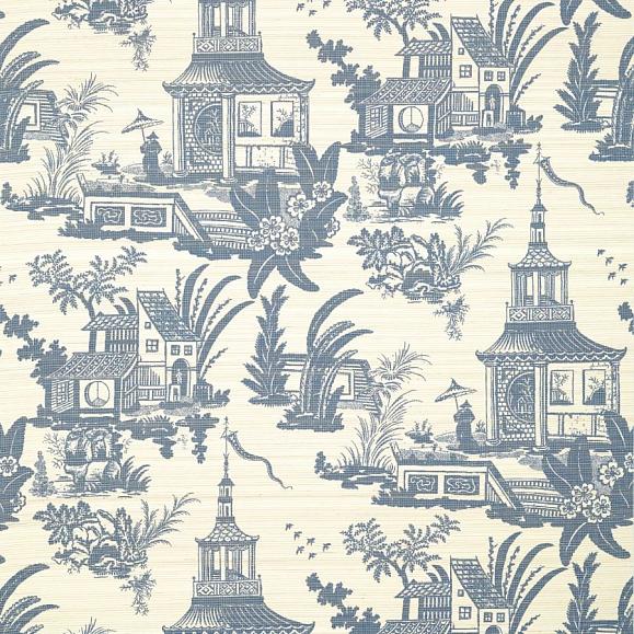 Обои Thibaut T13653 Empress Court Navy