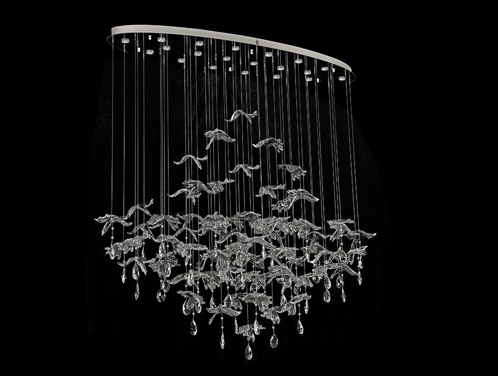 Подвесная люстра Newport 8220/140 С oval chrome, silver glass М0071480