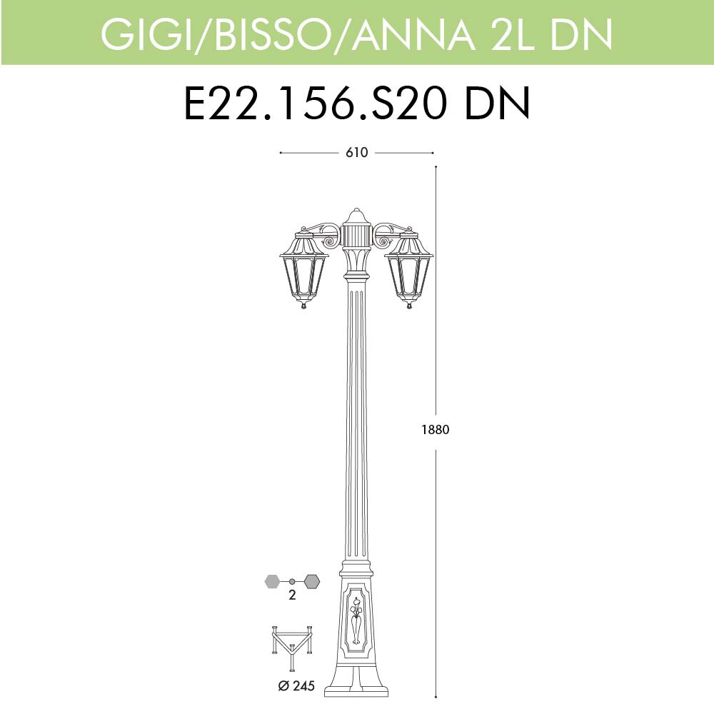 Уличный фонарь Fumagalli Gigi Bisso/Anna 2L Dn E22.156.S20.BXF1RDN