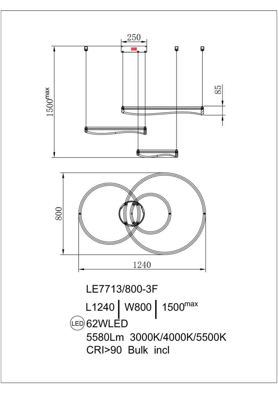 Подвесная люстра Celeste LE7768/800-3F Gold