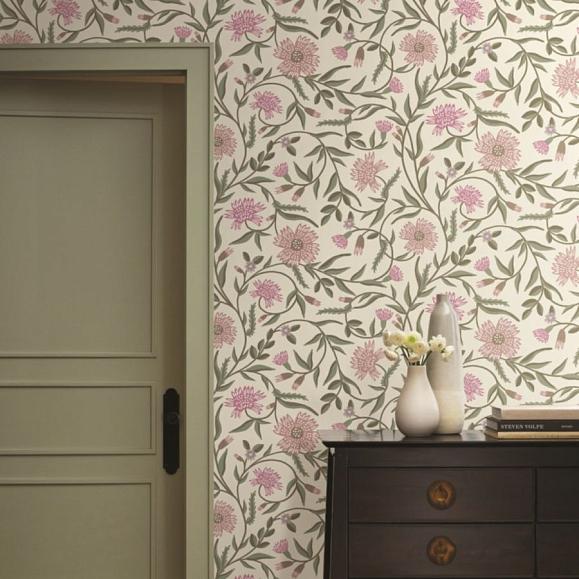 Обои York RF7436 Aster Linen & Rose