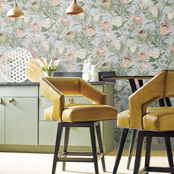 Обои York BL1755 Protea Dusty Blue/Coral