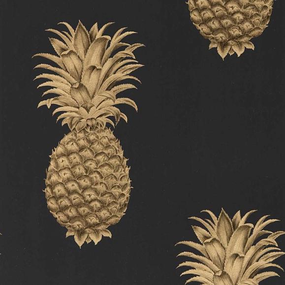 Обои Sanderson DART216326 Graphite/Gold Pineapple Royale