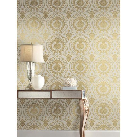 Обои York DM4903 Imperial Damask Linen/Gold