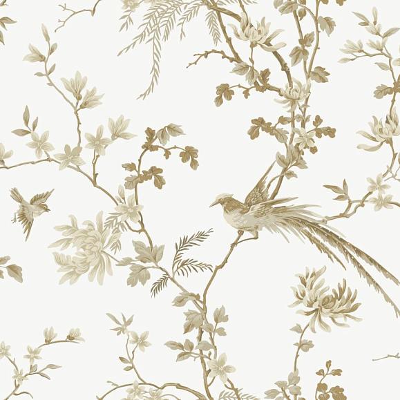 Обои York KT2174 Bird And Blossom Chinoserie White/Gold