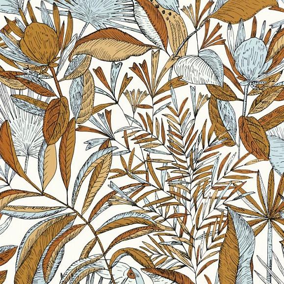 Обои Caselio NGR103012479 Jardin de Bel Air Blanc orange bleu