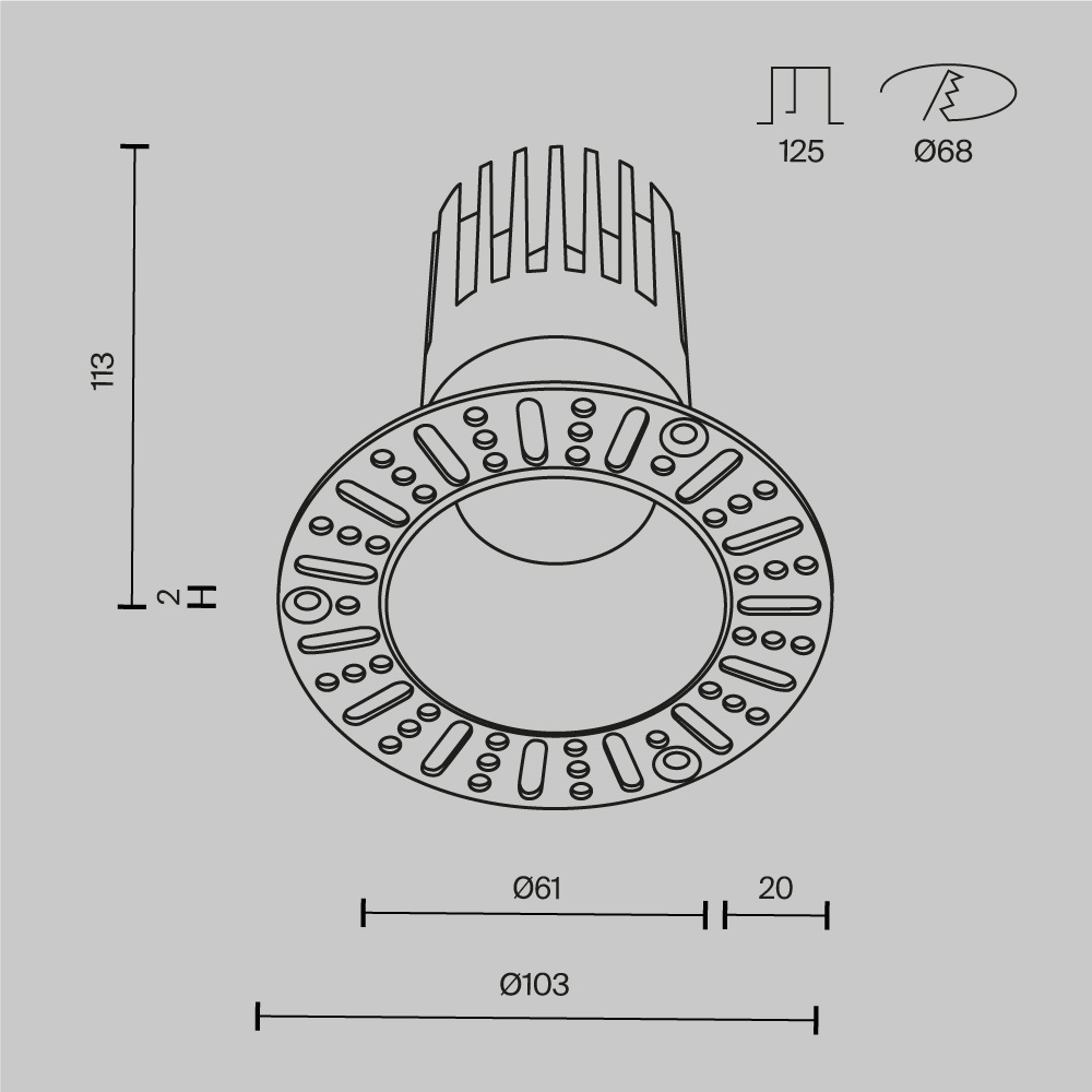 Встраиваемый светильник Maytoni Technical Dip DL122-15W-3K-TRS-B