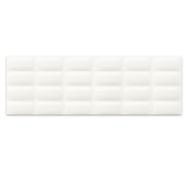 Настенная плитка White Glossy Pillow Structure 25x75 (O-WHM-WTU052)