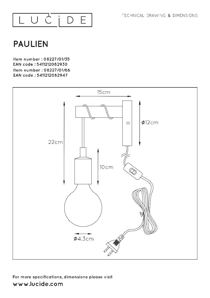 Бра Lucide Paulien 08227/01/66