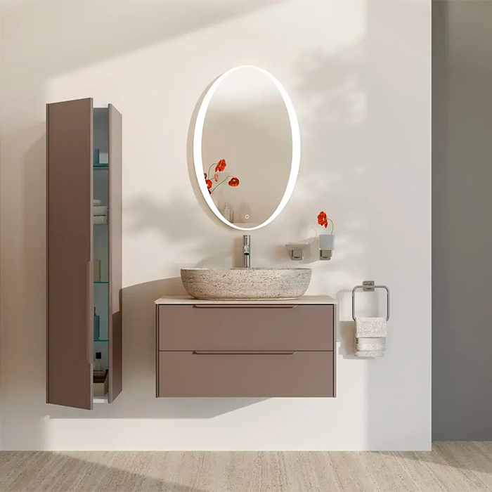 Kerama Marazzi Elegance Пенал подвесной 135см, цвет: пудровая глина