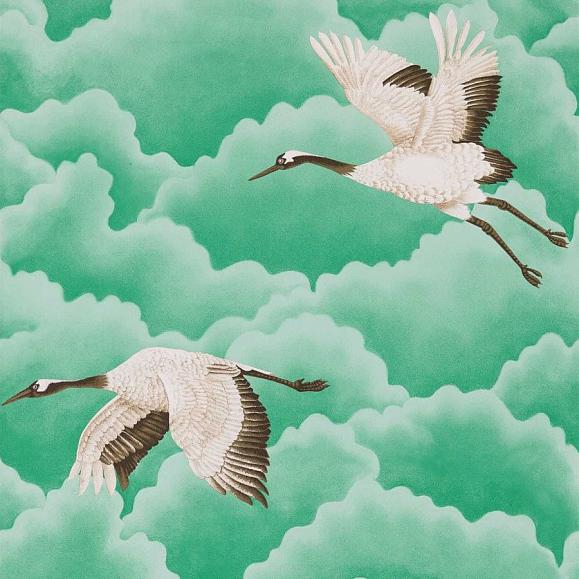 Обои Harlequin 111233 Cranes In Flight Emerald