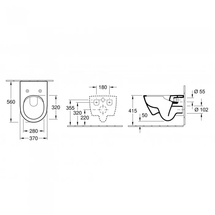 Villeroy&Boch Subway 2.0 Унитаз подвесной 370*560*365, безободковый, в комплекте сиденье SlimSeat, микролифт, CeramicPlus, цвет альпийский белый