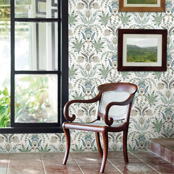 Обои York MN1910 Seaside Jacobean White/Green/Blue