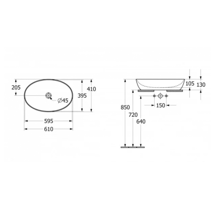 Villeroy&Boch Artis Раковина 61х42х12.5см., накладная, без отв., без перелива, TitanCeram, цвет: альпийский белый
