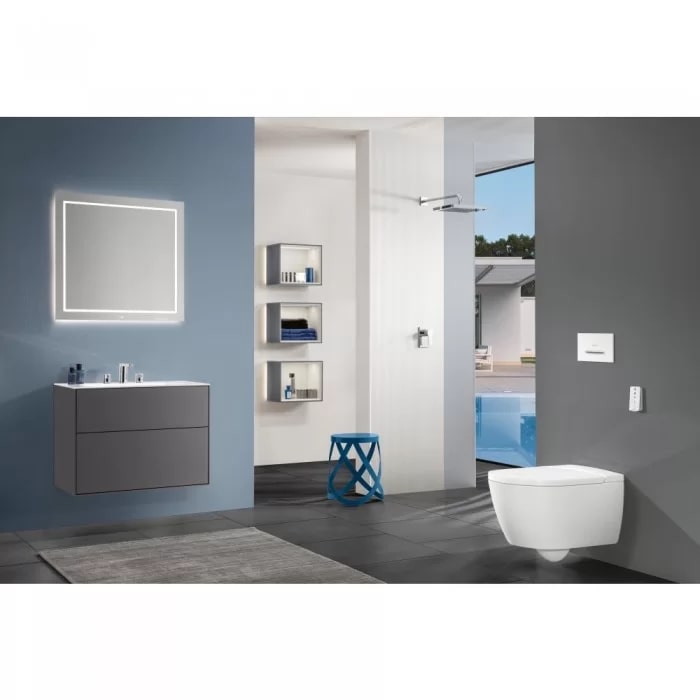 Villeroy&Boch Viclean Унитаз-биде 38.5х59.5х36см., подвесной, в комплекте с сиденьем, покрытие CeramicPlus, цвет: альпийский белый