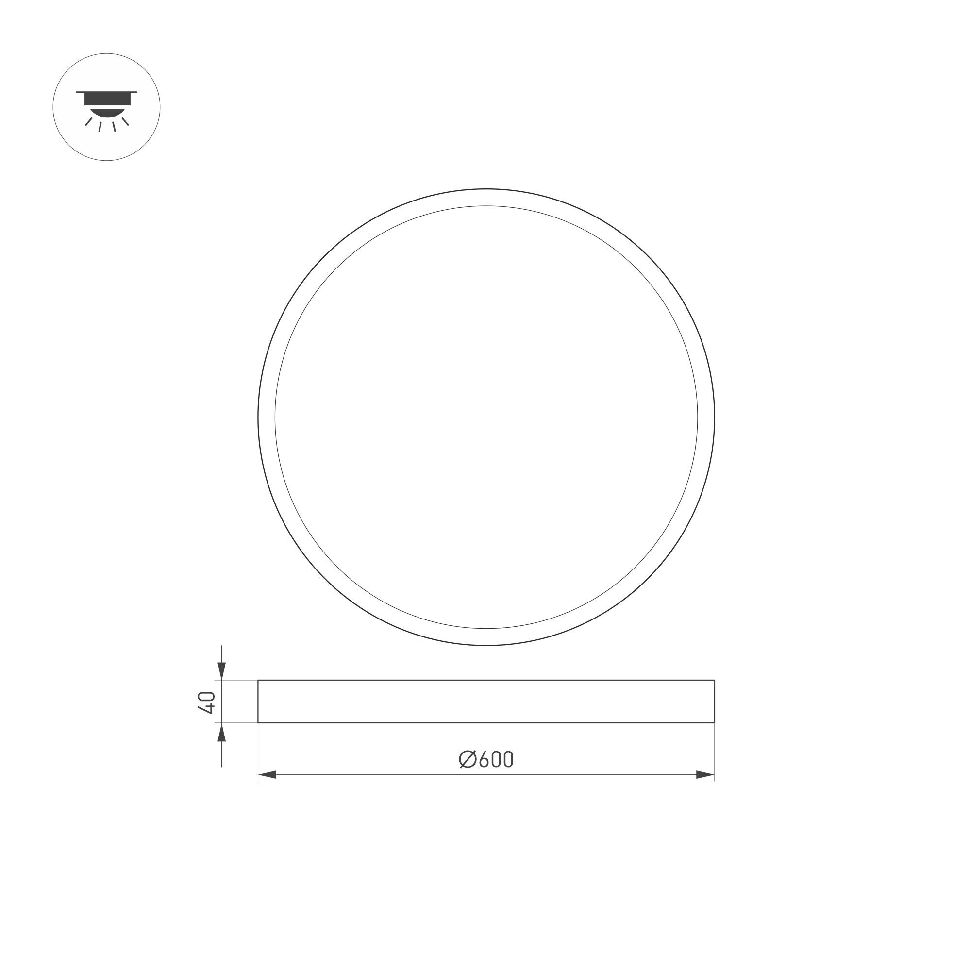 Настенно-потолочный светильник Arlight SP-Basic-R600-48W Warm3000 020524(1)