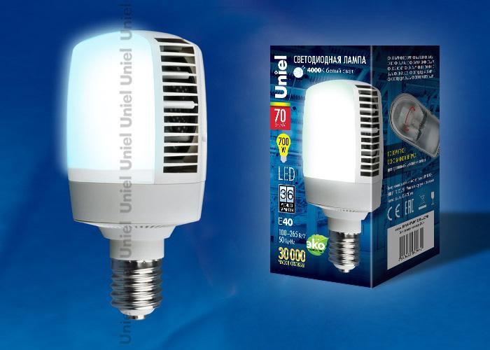 Лампа светодиодная (UL-00001812) Uniel E40 70W 6500K матовая LED-M105-70W/DW/E40/FR ALV02WH