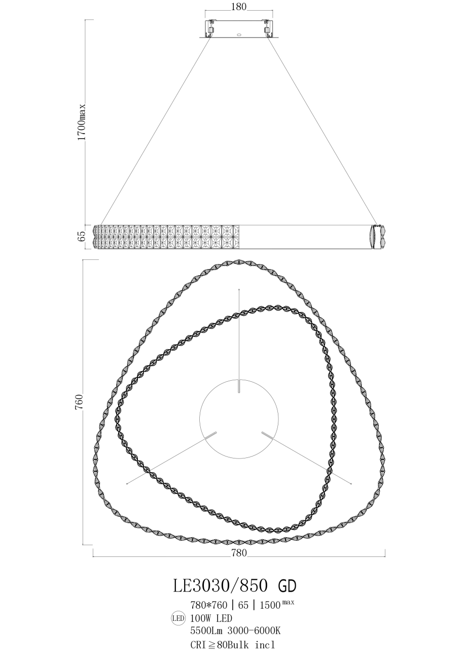Подвесная люстра Veronique LE3030/850 GD