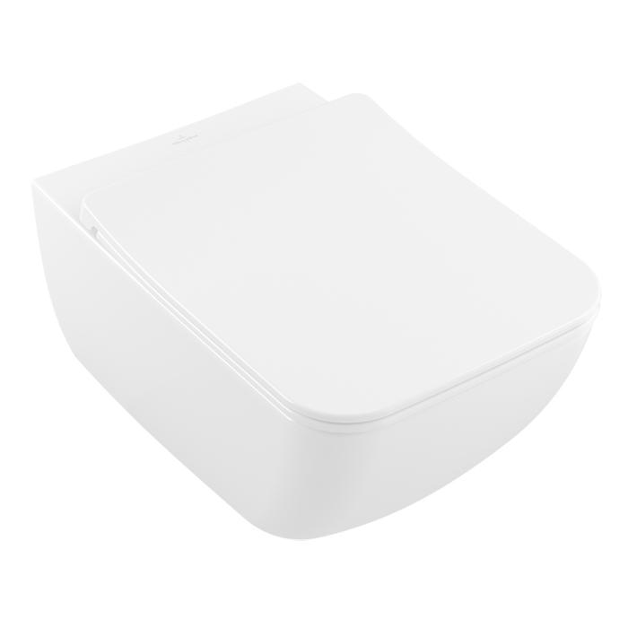 Villeroy&Boch Venticello Унитаз подвесной 37.5х56х33см., безободковый, в комплекте сиденье SlimSeat Line c микролифтом, CeramicPlus, цвет: альпийский белый