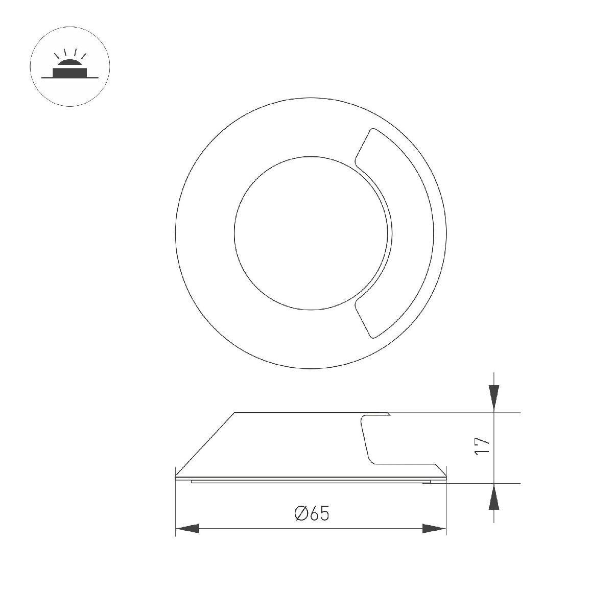 Накладка Arlight ART-DECK-CAP-LID1-R65 (SL, STEEL) 045349