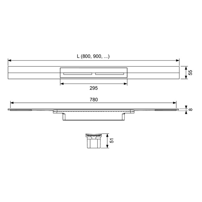 TECE Профиль для душа TECEdrainprofile, 1200 мм, PVD Polished Gold Optic
