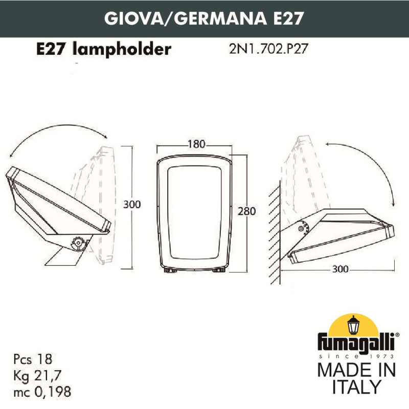 Уличный настенный светильник Fumagalli 2N1.702.000.LYF1R
