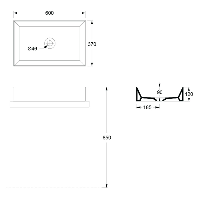 Alice Spy Rectangular Раковина 60x38х12см., накладная, без отв., цвет: белый матовый