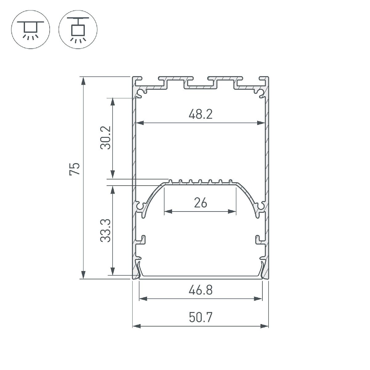 Алюминиевый профиль Arlight LINE-S-5075-2500 BLACK 041848