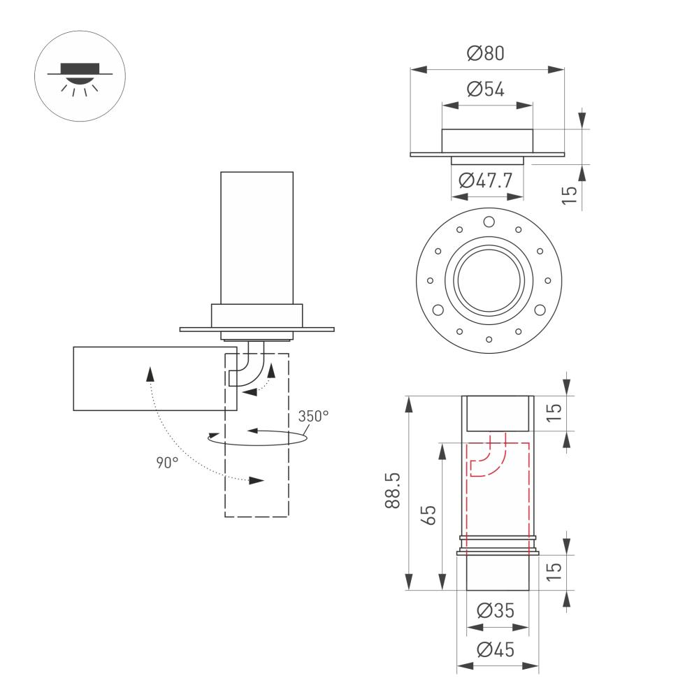 Встраиваемый спот Arlight SP-NUANCE-TRIMLESS-PULL-R35-7W Warm3000 049910