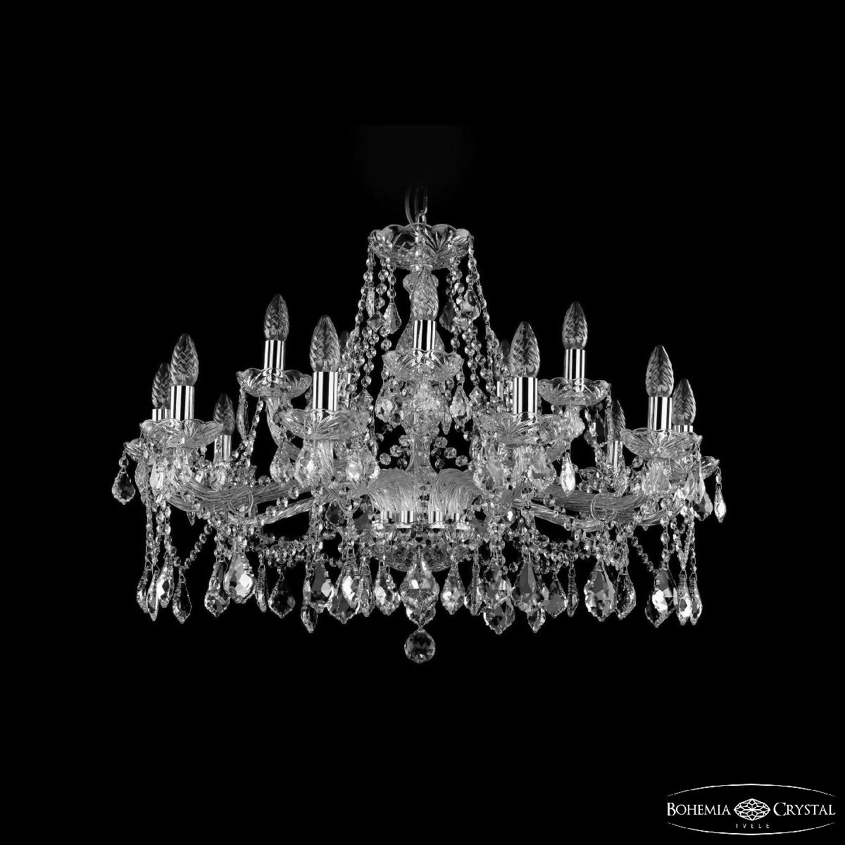 Подвесная люстра Bohemia Ivele Crystal 1413/10+5/300 Ni Leafs