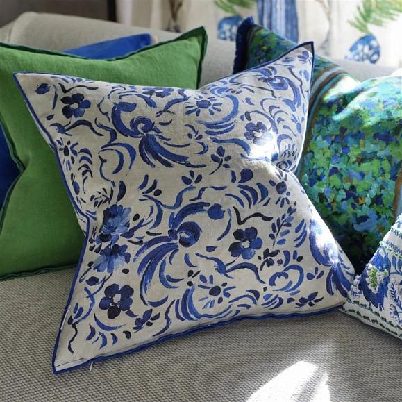 Подушка CCDG1584, Kawana Linen, Cobalt, Designers Guild 50 x 50см