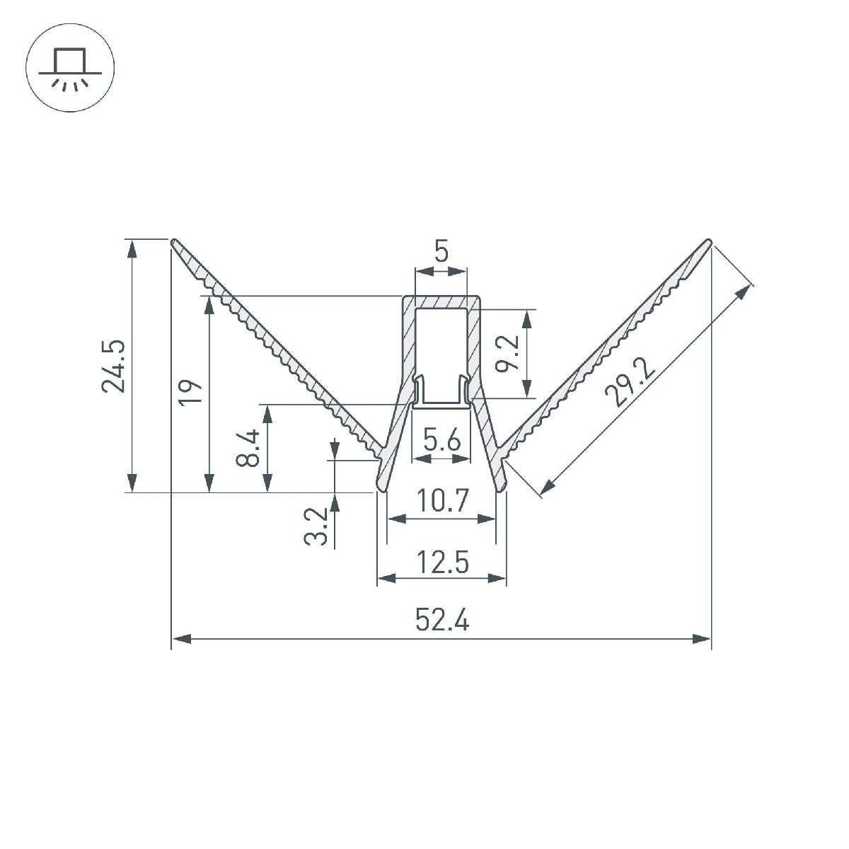 Алюминиевый профиль Arlight DECORE-S6-EXT-V-COMFORT-2000 ANOD внешний 043163