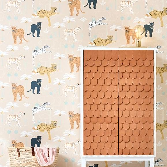 Обои Majvillan 134-03 Black Panther Creamy Orange