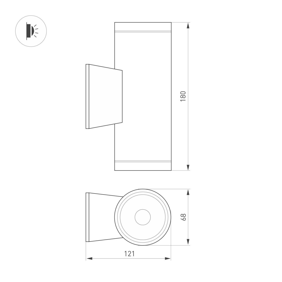 Уличный настенный светильник Arlight LGD-WALDER-R68-2x7W Day4000-MIX (Черный, 40 deg, 230V) (IP65 Металл) 060954