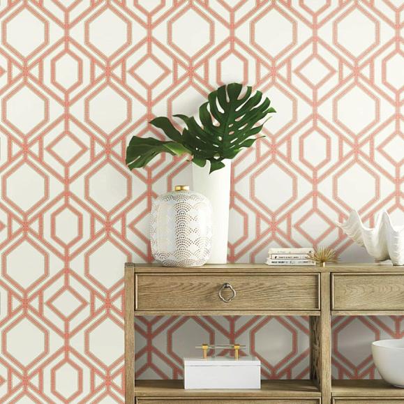 Обои York TC2636 Sawgrass Trellis Coral