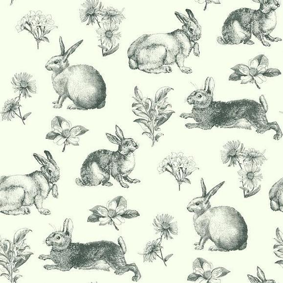 Обои York AT4263 Bunny Toile Black/White