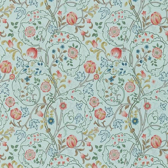 Обои Morris 214731 Mary Isobel Silk Blue/Pink