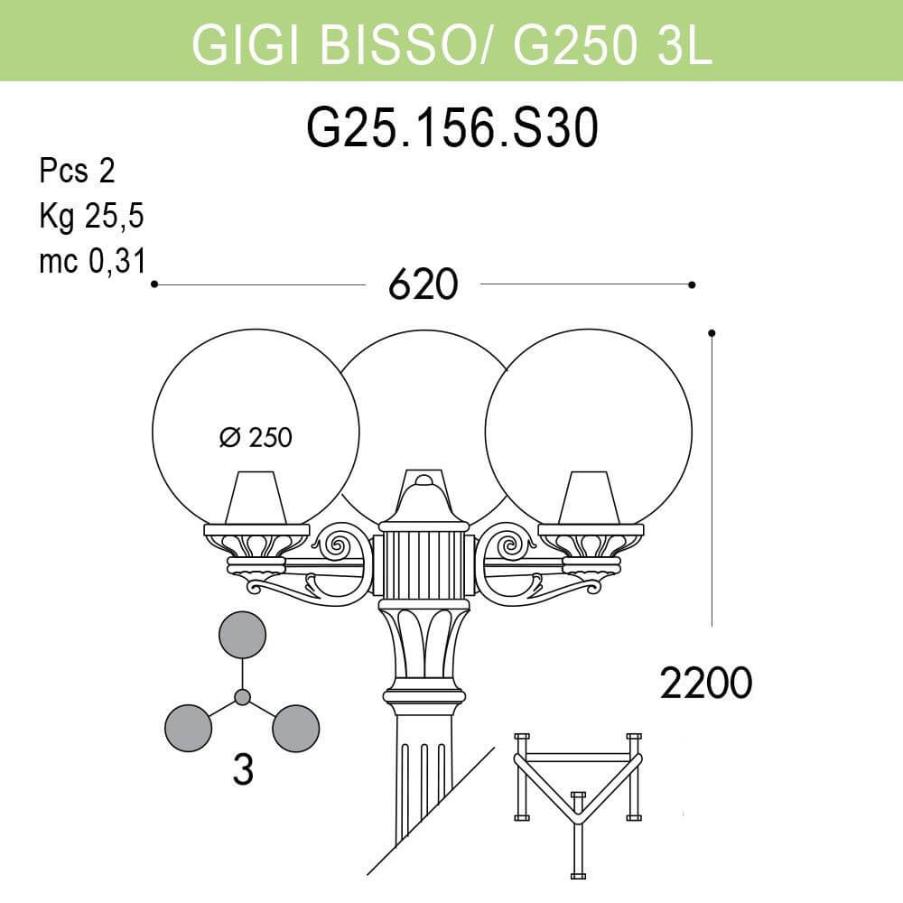 Уличный фонарь Fumagalli Gigi Bisso/G250 G25.156.S30.AZE27