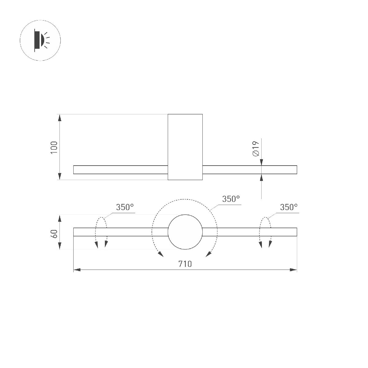 Накладной светильник Arlight SP-PICASO-M-TURN-L700-12W Warm3000 (WH, 100 deg, 230V) 047348