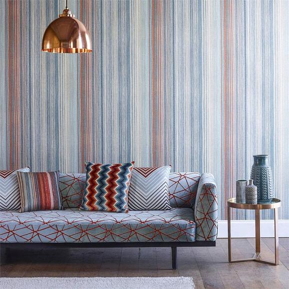 Обои Harlequin 111961 Spectro Stripe Teal/Sedona/Rust