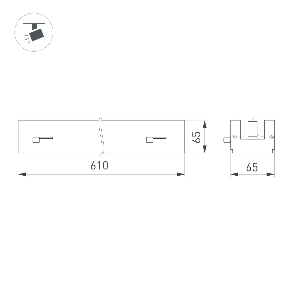 Трековый трехфазный светильник Arlight LGD-LUNGO-4TR-L600-20W-30W Warm3000 (Белый, 120 deg, 230V) (IP20 Металл) 064221